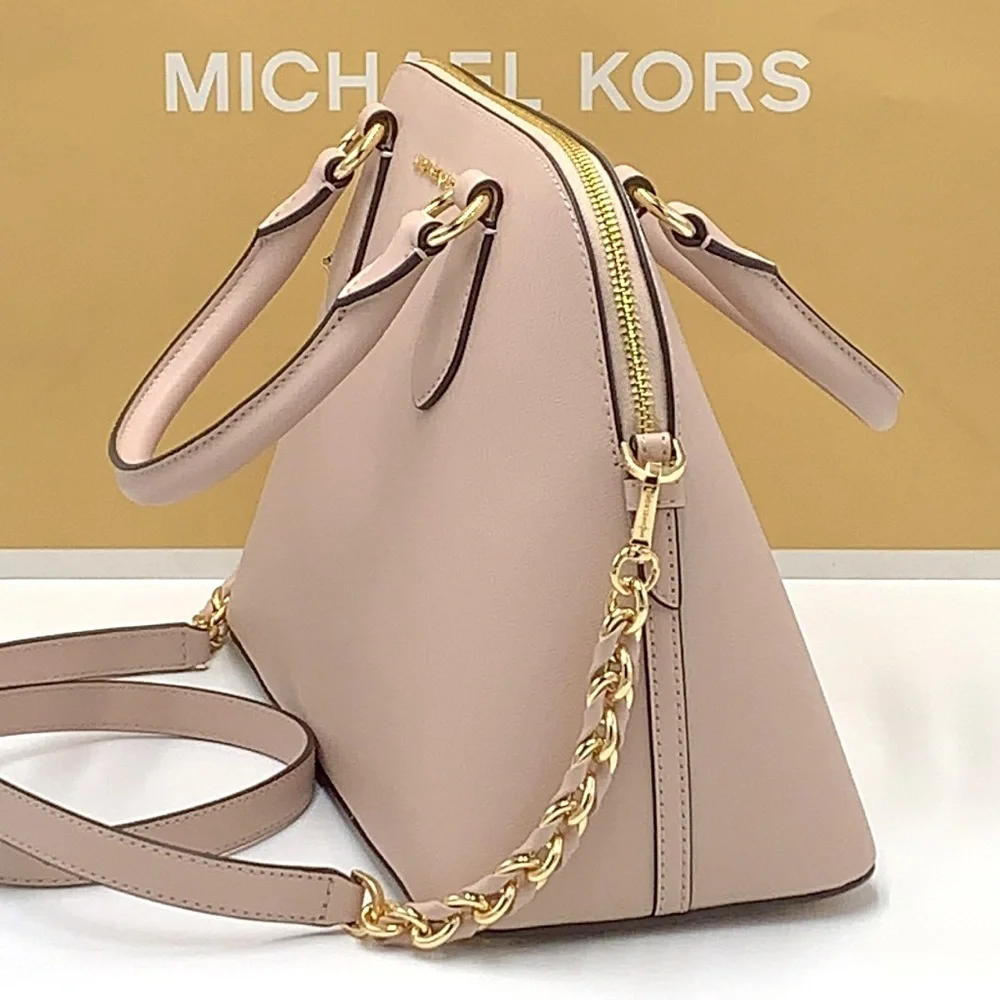 MICHAEL KORS VERONICA MEDIUM DOME Saffiano Leather SATCHEL SOFT PINK COL…